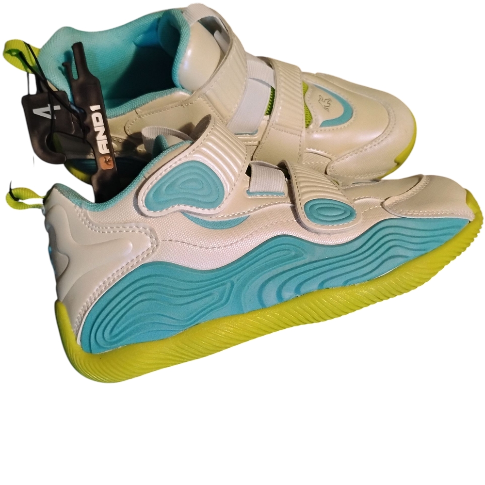 AND1 Kids Sneakers in White, Aqua, and Lime